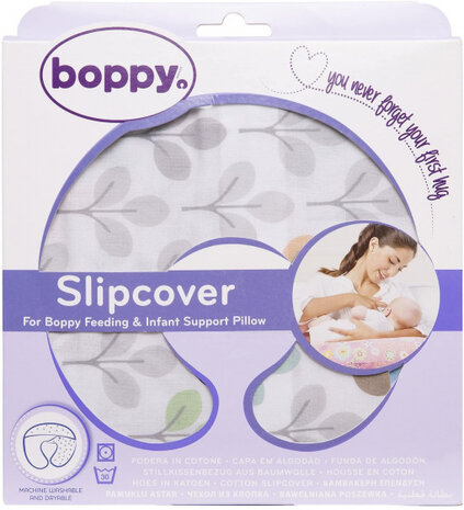 hoes voor voedingskussen Boppy Silverleaf 52 cm wit