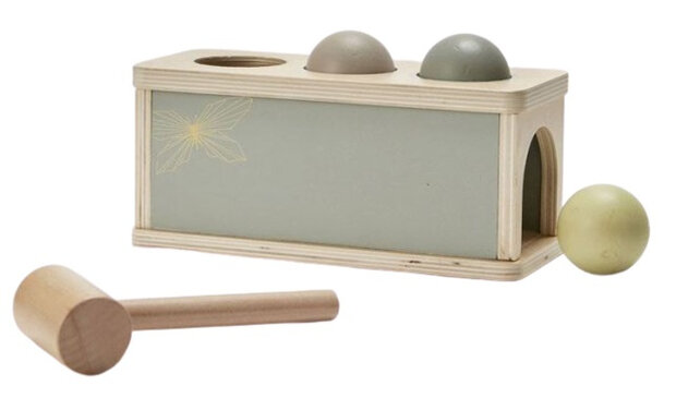 bal-timmerspel junior 21 cm hout lichtbruin/grijs 5-delig