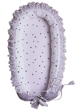 babynest Triangles fluweel/katoen lichtgrijs/wit
