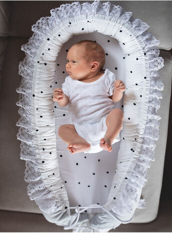 babynest Triangles fluweel/katoen lichtgrijs/wit