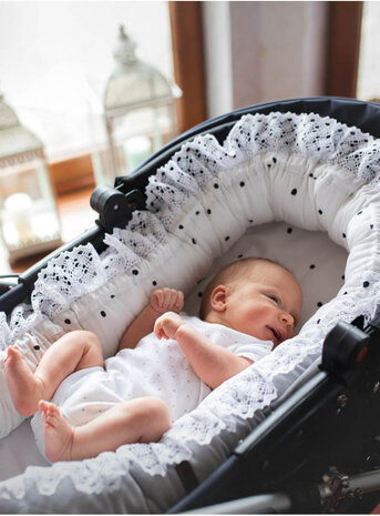 babynest Triangles fluweel/katoen lichtgrijs/wit