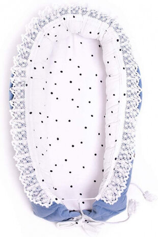babynest Triangles fluweel/katoen jeansblauw/wit