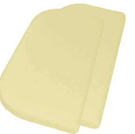 hoeslaken junior 81 x 42 + 10 cm katoen geel 2 stuks