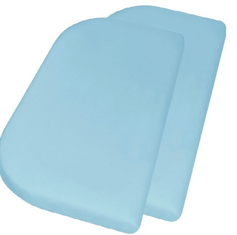 hoeslaken junior 89 x 51 +10 cm lichtblauw 2 stuks