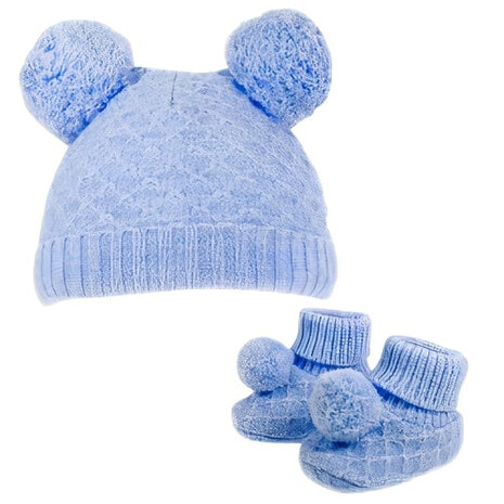 babymuts en sokjes PomPom jongens polyester blauw