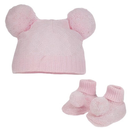 babymuts en sokjes PomPom meisjes polyester roze