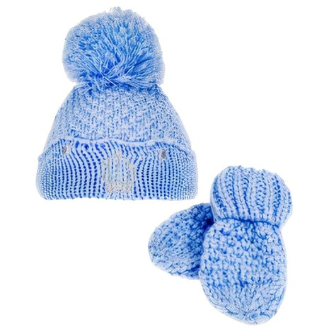 muts en handschoenen jongens polyester blauw 2-delig