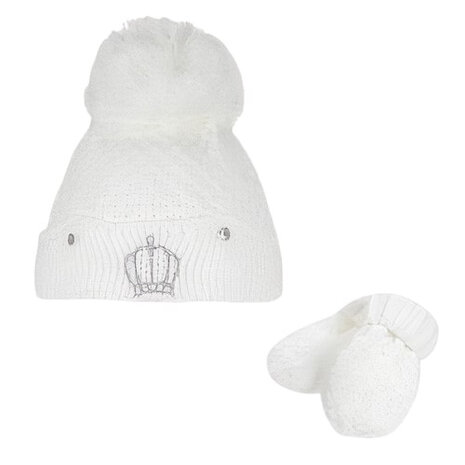 muts en handschoenen junior polyester wit 2-delig