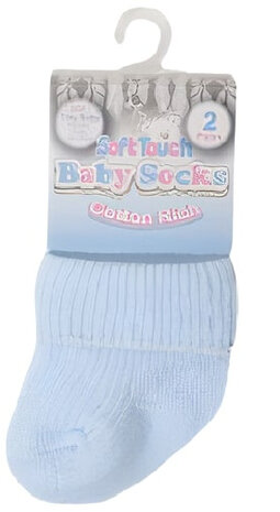 babysokken jongens katoen blauw 2-delig