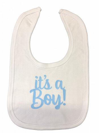 slabber It&#039;s a boy jongens 33 cm katoen wit/blauw