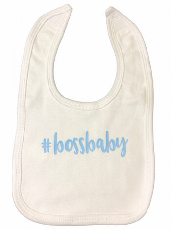 slabber Bossbaby jongens 33 cm katoen wit/blauw