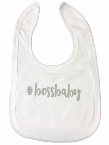slabber Bossbaby jongens 33 cm katoen wit/grijs