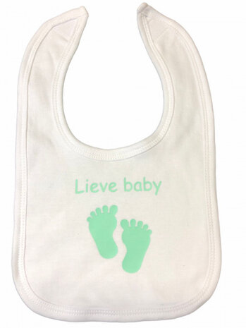 slabber Lieve baby junior 33 cm katoen wit/groen