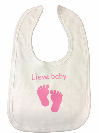 slabber Lieve baby meisjes 33 cm katoen wit/roze