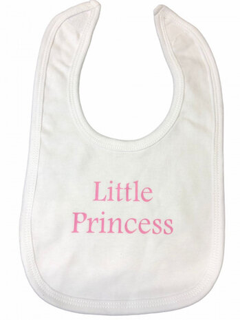 slabber Princess meisjes 33 cm katoen wit/roze