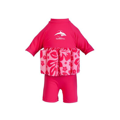 drijfpakje/zwempak lycra roze/hibiscus maat 1-2 jaar