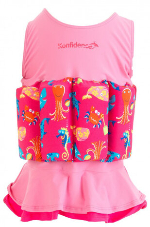 drijfpakje/zwempak lycra roze Sea friends maat 1-2 jaar