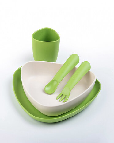 eetset eKeat Spring Edition groen/wit 5-delig