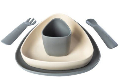eetset eKeat Stone grijs/beige 5-delig