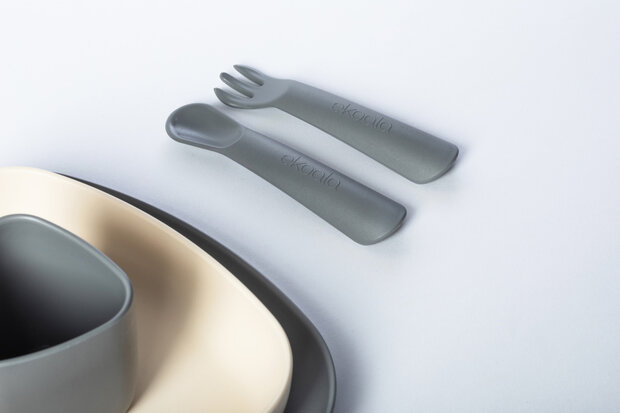 eetset eKeat Stone grijs/beige 5-delig