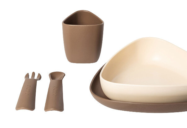 eetset eKeat Wood biologisch bruin/beige 5-delig