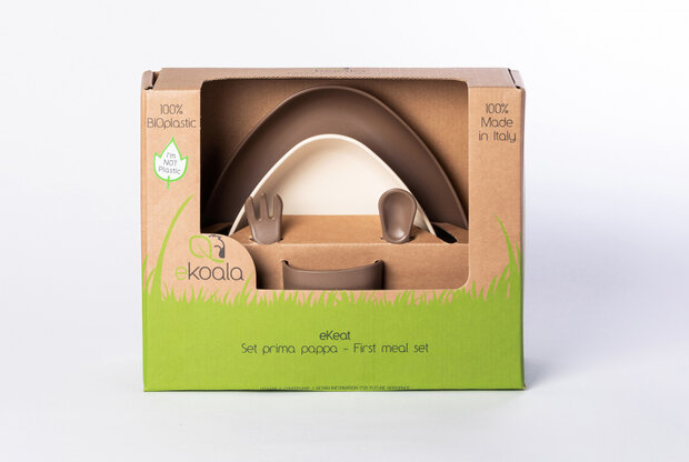 eetset eKeat Wood biologisch bruin/beige 5-delig