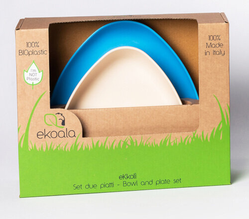 bordenset eKkoli biologisch blauw/wit 2-delig