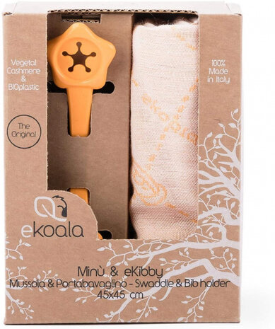slabbetje + houder Min&ugrave; + eKibby biologisch oranje