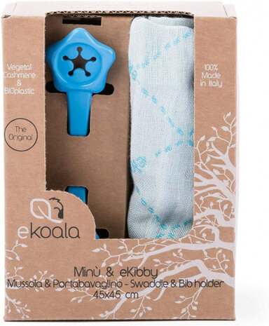 slabbetje + houder Min&ugrave; + eKibby biologisch blauw