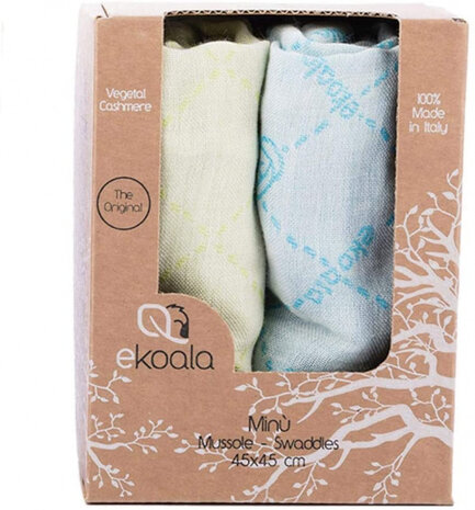 slabbetjes Min&ugrave; 45 cm biologisch blauw/groen 2 stuks