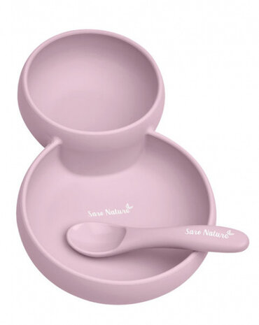 eetset Twin siliconen roze 2-delig
