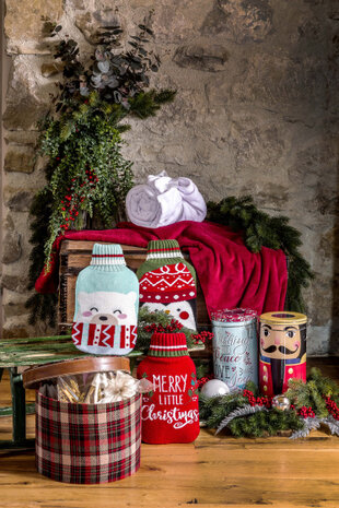 kruik Merry Christmas 30 x 20 cm acryl/rubber rood