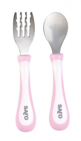 bestekset RVS roze 2-delig