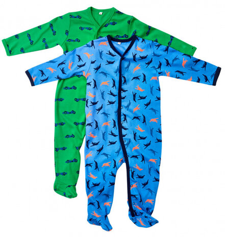 slaapromper junior katoen groen/blauw 2 stuks maat 98