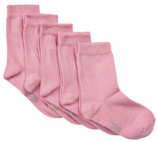 sokken junior katoen roze 5 paar maat 15-18
