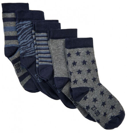sokken jongens katoen blauw mt 19-22 5-delig