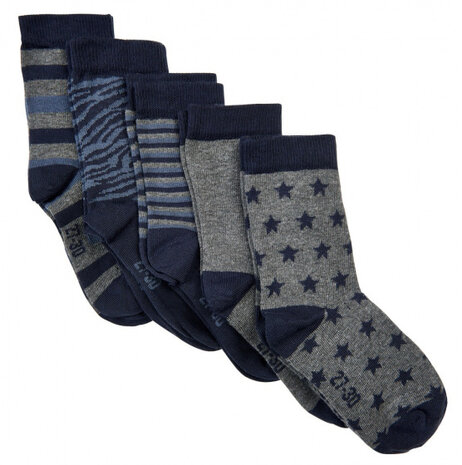 sokken jongens katoen blauw mt 23-26 5-delig