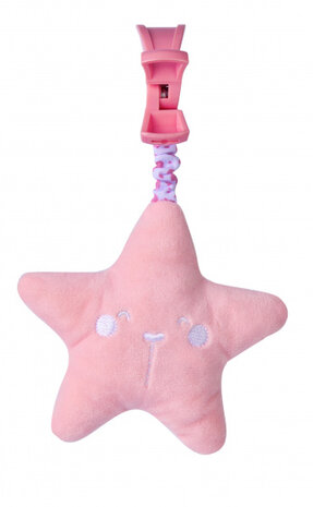 hangfiguur met geluid Ster 21 cm polyester zalmroze