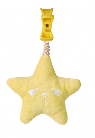 hangfiguur met geluid Ster 21 cm polyester geel