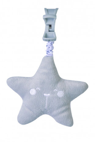 hangfiguur met geluid Ster 21 cm polyester grijs