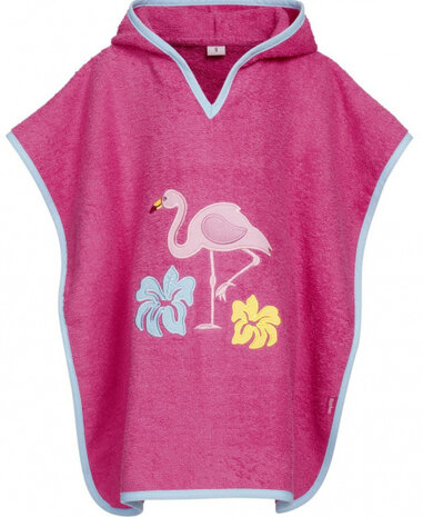 badponcho flamingo junior katoen roze maat L