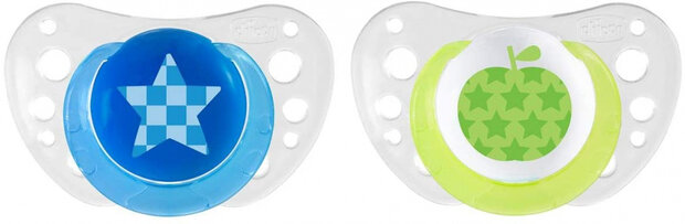 fopspeen Physio Air siliconen donkerblauw/groen 2 stuks