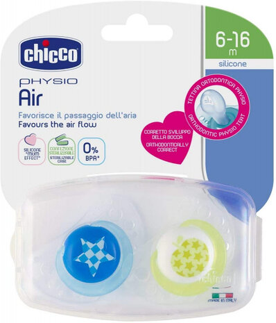 fopspeen Physio Air siliconen donkerblauw/groen 2 stuks