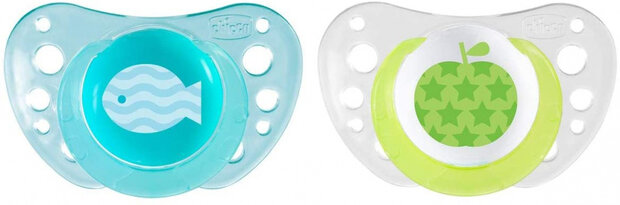 fopspeen Physio Air siliconen blauw/groen 2 stuks