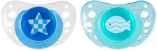 fopspeen Physio Air siliconen blauw/donkerblauw 2 stuks