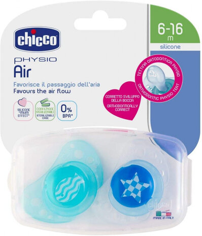 fopspeen Physio Air siliconen blauw/donkerblauw 2 stuks