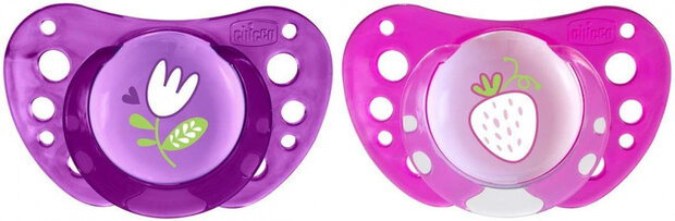 fopspeen Physio Air meisjes siliconen paars/roze 2 stuks