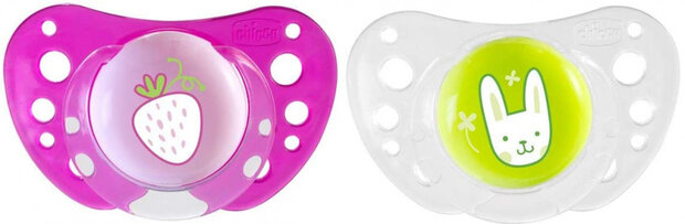 fopspeen Physio Air meisjes siliconen roze/wit 2 stuks
