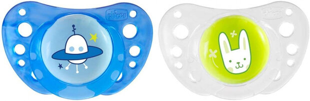fopspeen Physio Air jongens siliconen blauw/wit 2 stuks