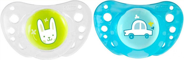 fopspeen Physio Air jongens siliconen wit/blauw 2 stuks